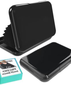 Didarenba Porte-Carte Homme et Femme en Aluminium Anti-Fraude avec Verrou RFID Grande Capacité Noir