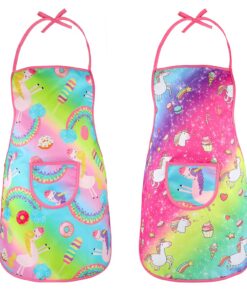 Hifot Tabliers Enfants Licorne, 2 Pièces, Tailles Réglables, Poche Incluse, idéal pour Filles âgées de 3 à 6 Ans, Cuisin