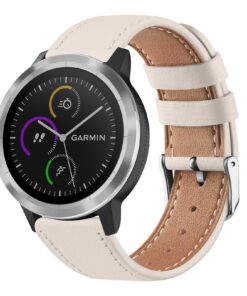 Montre de sport en cuir compatible Garmin Vivoactive 3/Vivoactive 3 Music/Vivoactive 5/Venu - couleur Starlight - rempla