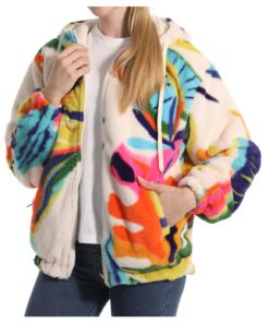 JENJON Femme Sweat à Capuche Épaisse en Peluche Velour 2 Face Chaud Sweatshirt Polar avec Poche Automne Hiver