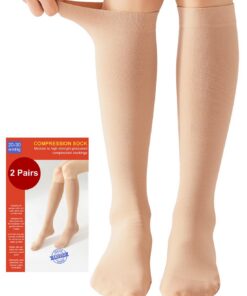 Chaussettes de contention médicale classe 2 pour voyage femmes et hommes 20-30mmhg, soutien graduel, varices et œdème