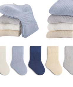 Chaussettes Crew QIYIENDIAN Coton 5 Paires pour Enfants Élégantes et Doux Élastiques Couleurs Unies Garçons et Filles