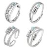 Hifot bague femme argent anxiété anti-stress régulable cristal spinning relaxation fillehomme