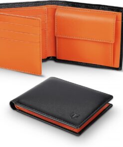 Étui Minimaliste Herren aus Echtem Leder mit RFID-Schutz, Schwarz, 2 x 9,5 x 11,5 cm, Schutz against Data Theft