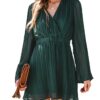 ROBES CUPSHE MINI PLISSÉE VERT COL EN V FEMME ÉTEINNE USES