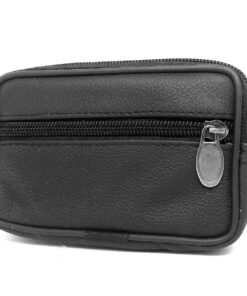 Charmoni Portefeuille Homme Compact et Léger en Cuir avec Fermeture Éclaire pour Poches Plates et Passant Ceinture