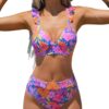 [CUPSHE Maillot de bain 2 pièces pour femme | taille haute | imprimé fleuri | encolure en V | promo été] [CUPSHE Maill