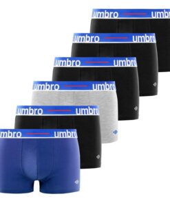 Umbro Caleçon Homme Coton, Boxer Homme, Maintien Anti-Glisse, Peaux-sensibles (Lot de 6)