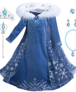 Costume de carnaval Elsa Bleu Fête d'Hiver Enfant Frozen Noël Cosplay Anniversaire Cadeau