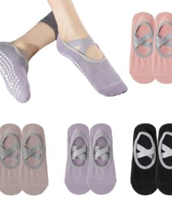 Chaussettes Antidérapantes Dalaitus, Chaussettes en Coton pour Yoga et Danse, Chaussettes Fitness Dalaitus (Rose, Violet