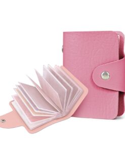 Porte Carte Femme en Simili Cuir avec 12 Poche Double Face et 24 Emplacements pour Cartes, Étui Compact pour Carte Banca