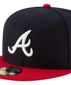 New Era Atlanta Braves Navy 59Fifty Basecap pour supporters des Braves d'Atlanta pour les matchs de baseball