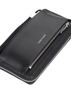 Dahlia Portefeuille Homme Grande Capacité Cuir Portefeuille avec Dragonne Noir pour Homme A-QMZL Portefeuille Long Poche