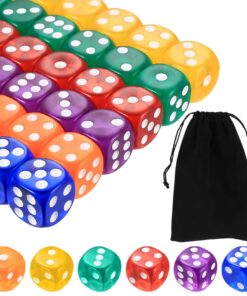 Des dés à 6 faces multicolores de 36 pièces, 16mm, coins arrondis, pour jeux de table et éducatifs, livrés dans un sac d