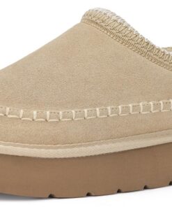 Dokela Femme Chaussons en Daim Suède Cuir Véritable Chauds Hiver Antidérapants