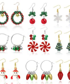 Hifot Boucles d'oreille Noël Femme Ensembles Boucles d'Oreilles Pere Noel Flocon de Neige Cadeau Noël Femmes