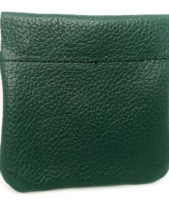 Charmoni Portefeuille en Cuir Véritable pour Homme et Femme - Fermeture à Ressort Clic Clac - Vert