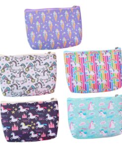 LIFKOME Sac de rangementporte-monnaie PU Licorne avec fermeture éclair pour femme | Design Cartoon | 5 pièces Portable