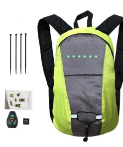 Yulokdwi Réfléchissant Sac À Dos Vélo pour Cyclistes, Haute Visibilité LED Clignotant,Sac À Dos Télécommandé Rechargeabl