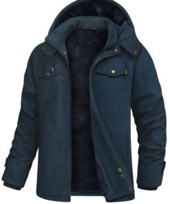 Xnova Veste Homme Hiver Chaude à Capuche Coupe Vent Blouson Militaire Doublé en Polaire (Manteau Décontracté pour Travai