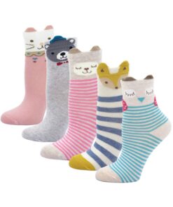 Chaussettes Fillette en Coton PUTUO, Motif Animal Mignon 2-11Ans, 5 Paires OEKO-TEX STANDARD 100 Chaussettes Fantaisie