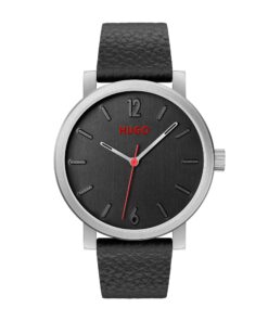 HUGO Montre Analogique à Quartz pour Homme - Collection #RASE - Bracelet en Cuir Noir - 1530115