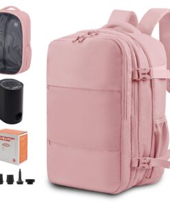 KINGSLONG Sac à Dos de Voyage Étanche pour Femmes et Hommes avec Pompe pour Ordinateur Portable 17,3 Pouces (33L)