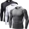 SANANG Homme T-Shirt à Manches Longues à Séchage Rapide Compression 3 Pack