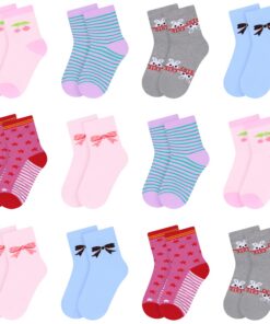 Chaussettes L&K-II filles en coton motif mignon automne-hiver 12 pièces enfants