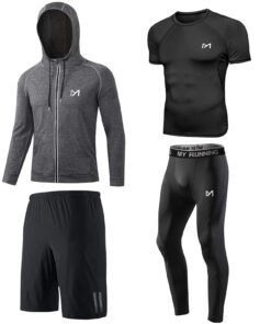 MEETYOO Tee Shirt Compression Legging Sport Fitness Manches Courtes Jogging Musculation