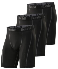 Runhit Lot de 3 Short Compression Homme Fitness pour Cycliste Basketball Tennis Rugby