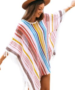 CUPSHE Maillot de Bain Femme À Col En V Et Rayures ColoréesPour Femmes En VacancesÀ Journéees ChaudeDesign UniqueEté 202