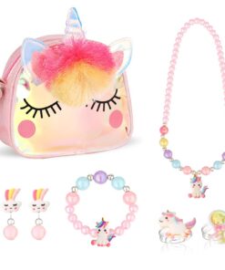 Sac a Main Unicorn Bijoux Enfants Fille Anniversaire de Fête|bracelet d'oreille|collier