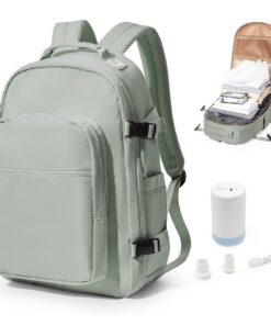 Sac à Dos Sous Vide Compression 45x36x20 Litres, Voyage Cabine Avion Avec Pompe Airbag, Sac Berghsalz Gris Vert