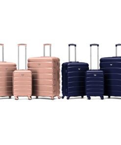 Bagage à main Flight Knight ABS Or Rose/Marine Bagage en Soute 3 Tailles Bagages Légers Compatible Air France Bagage de