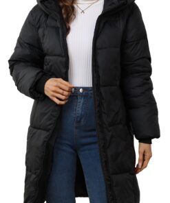 Doudoune Longue Femme Hiver Chaude Matelassée Éclair Matelassé Veste Rembourrée 3XL