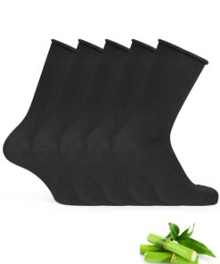 Chaussettes en bambou Basic Treasure Lot de 5 pour femme - Noir OEKO-TEX STANDARD 100 - Sans élastique