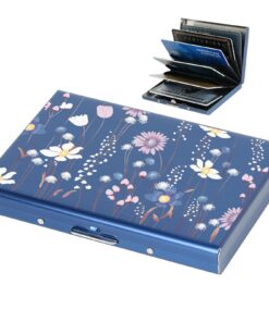 BONSYL Porte Carte de Crédit Métal, Blocage RFID, 6 Fentes pour Hommes et Femmes (6 Cartes/Bleu) BONSYL Porte Carte de