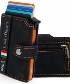 Portefeuille Homme & Femme en Similicuir avec Protection RFID Anticlonage | Porte-Cartes pour 9 Cartes de Crédit + Poche
