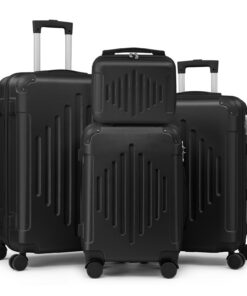 Valises de Voyage LEADZM Noir pour Voyageurs en Quête de Confort et de Sécurité - Set de 4 avec Vanity Case