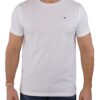 Tommy Hilfiger Homme T-Shirt Manches Courtes Encolure Ronde pour Hommes en Coton Bio Washedin Élasticité Mode US
