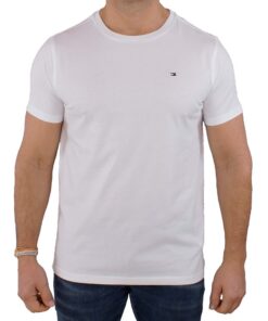 Tommy Hilfiger Homme T-Shirt Manches Courtes Encolure Ronde pour Hommes en Coton Bio Washedin Élasticité Mode US