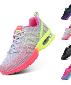 Chaussures de Course Hitmars Femme Respirantes Légères Fitness Athlétiques Noir Gris Rose EU 36-42