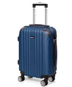 Todeco Valise Cabine Rigide ABS, Valise Légère avec 4 Doubles Roues - Voyage 55x35x22cm, Bleu Foncé