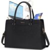 Sac à main RAINSMORE Grande Capacité Femmes Imperméable pour Travail et Affaires Noir 15.6 Pouces PU Cuir Sac de Cours F