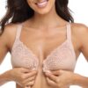 Lemorosy Soutien-gorge femme à armatures non rembourré | Fermeture devant | Dentelle florale | Grande taille | Confortab