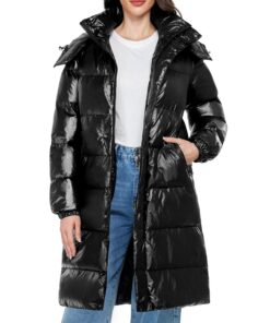RITOSTA Manteau Femme Hiver Longue Veste Matelassée Chaud avec Capuche Parka Blouson Zippé Long Jacket Casual Outercoat