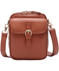 GMBYLBY Sac à bandoulière antivol unisexe en cuir synthétique vintage avec plusieurs poches pour cartes, sangle réglable