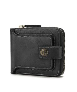 Portefeuille Homme en Cuir PU avec Fermeture Glissière et Fenêtre pour Cartes (Noir)