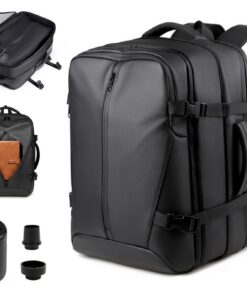 LIROPAU Sac à dos de voyage 62L extensible et imperméable avec pompe à vide pour randonnée et voyages